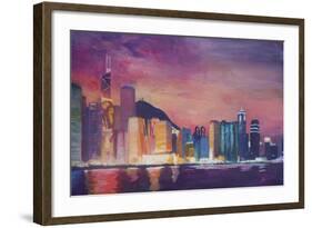 Hong Kong Skyline at Night-Markus Bleichner-Framed Art Print