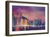 Hong Kong Skyline at Night-Markus Bleichner-Framed Premium Giclee Print