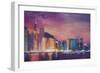 Hong Kong Skyline at Night-Markus Bleichner-Framed Premium Giclee Print