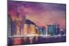 Hong Kong Skyline at Night-Markus Bleichner-Mounted Premium Giclee Print