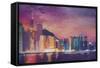 Hong Kong Skyline at Night-Markus Bleichner-Framed Stretched Canvas