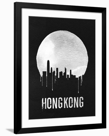 Hong Kong Skyline Black-null-Framed Art Print