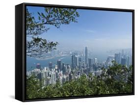 Hong Kong Skyline from Victoria Peak, Hong Kong, China-Amanda Hall-Framed Stretched Canvas