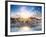 Hong Kong Skyline. Hongkong Hdr Aerial Cityscape with Sunset Sun. Amazing Panorama of Buildings And-Banana Republic images-Framed Photographic Print