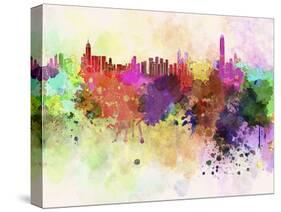 Hong Kong Skyline in Watercolor Background-paulrommer-Stretched Canvas