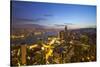 Hong Kong skyline just before sunrise looking from Hong Kong Island across Victoria Harbour to Kowl-Fraser Hall-Stretched Canvas