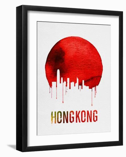 Hong Kong Skyline Red-null-Framed Art Print