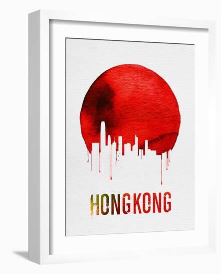 Hong Kong Skyline Red-null-Framed Art Print