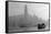 Hong Kong Skyline with Boats in Victoria Harbor in Black and White.-Songquan Deng-Framed Stretched Canvas