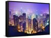 Hong Kong Skyline-Sean Pavone-Framed Stretched Canvas