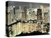 Hong Kong skyscrapers and apartment blocks at night-Martin Puddy-Stretched Canvas