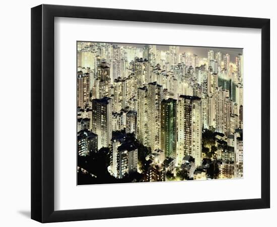 Hong Kong skyscrapers and apartment blocks at night-Martin Puddy-Framed Photographic Print