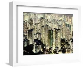 Hong Kong skyscrapers and apartment blocks at night-Martin Puddy-Framed Photographic Print