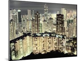 Hong Kong skyscrapers and apartment blocks at night-Martin Puddy-Mounted Photographic Print