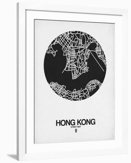 Hong Kong Street Map Black on White-NaxArt-Framed Art Print