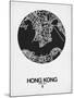 Hong Kong Street Map Black on White-NaxArt-Mounted Art Print