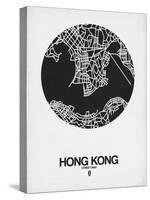 Hong Kong Street Map Black on White-NaxArt-Stretched Canvas