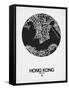 Hong Kong Street Map Black on White-NaxArt-Framed Stretched Canvas