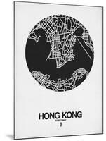 Hong Kong Street Map Black on White-NaxArt-Mounted Art Print
