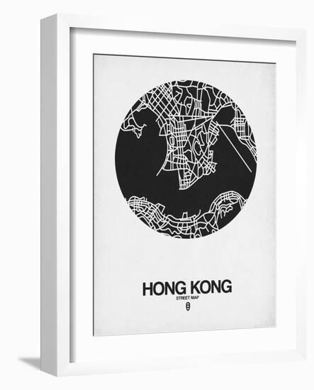 Hong Kong Street Map Black on White-NaxArt-Framed Art Print