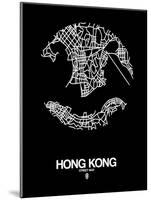 Hong Kong Street Map Black-NaxArt-Mounted Art Print