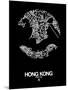 Hong Kong Street Map Black-NaxArt-Mounted Art Print
