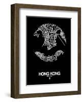 Hong Kong Street Map Black-NaxArt-Framed Art Print