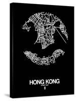 Hong Kong Street Map Black-NaxArt-Stretched Canvas