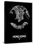 Hong Kong Street Map Black-NaxArt-Stretched Canvas