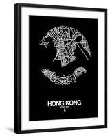 Hong Kong Street Map Black-NaxArt-Framed Art Print