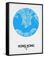 Hong Kong Street Map Blue-NaxArt-Framed Stretched Canvas