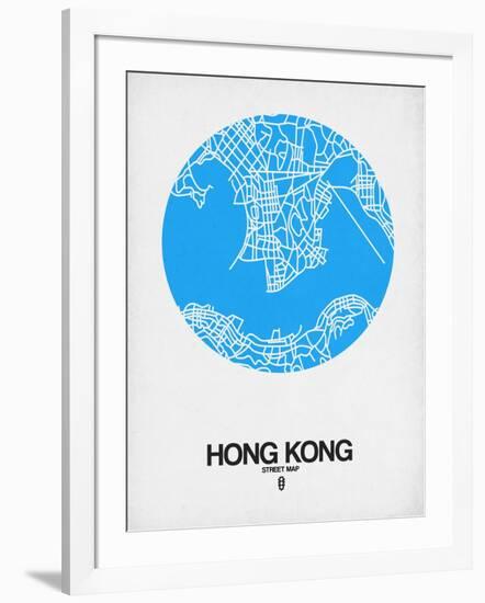 Hong Kong Street Map Blue-NaxArt-Framed Art Print