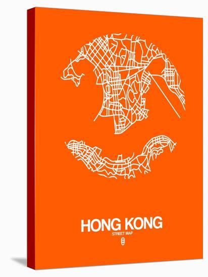 Hong Kong Street Map Orange-NaxArt-Stretched Canvas