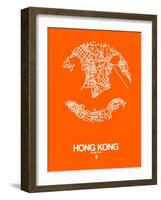 Hong Kong Street Map Orange-NaxArt-Framed Art Print