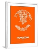 Hong Kong Street Map Orange-NaxArt-Framed Art Print