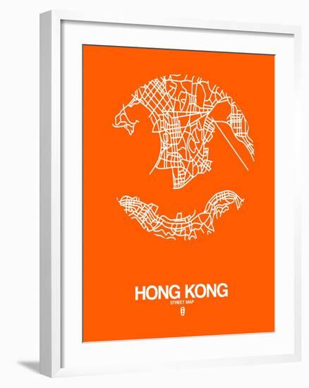 Hong Kong Street Map Orange-NaxArt-Framed Art Print