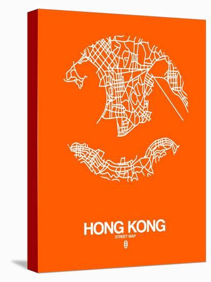 Hong Kong Street Map Orange-NaxArt-Stretched Canvas