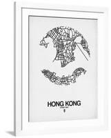 Hong Kong Street Map White-NaxArt-Framed Art Print