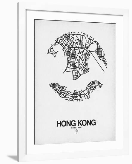 Hong Kong Street Map White-NaxArt-Framed Art Print