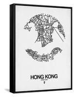 Hong Kong Street Map White-NaxArt-Framed Stretched Canvas