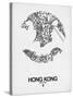 Hong Kong Street Map White-NaxArt-Stretched Canvas