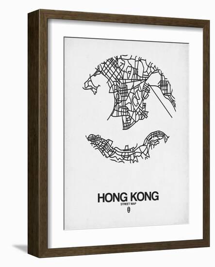 Hong Kong Street Map White-NaxArt-Framed Art Print