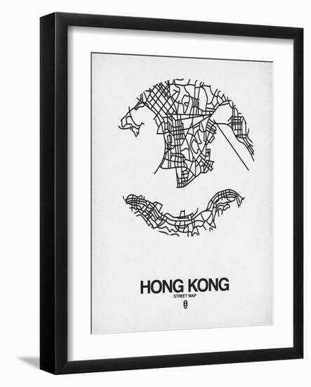 Hong Kong Street Map White-NaxArt-Framed Art Print