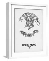 Hong Kong Street Map White-NaxArt-Framed Art Print