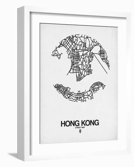 Hong Kong Street Map White-NaxArt-Framed Art Print