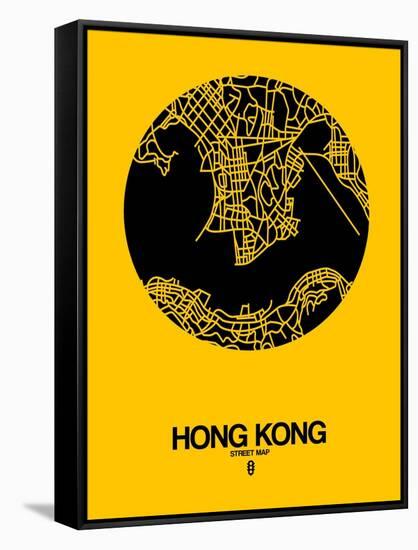 Hong Kong Street Map Yellow-NaxArt-Framed Stretched Canvas