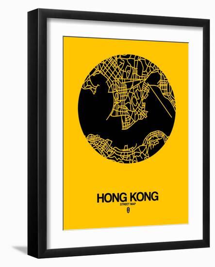 Hong Kong Street Map Yellow-NaxArt-Framed Art Print