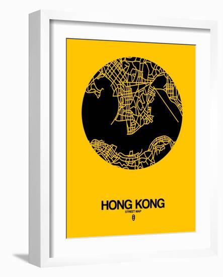 Hong Kong Street Map Yellow-NaxArt-Framed Art Print