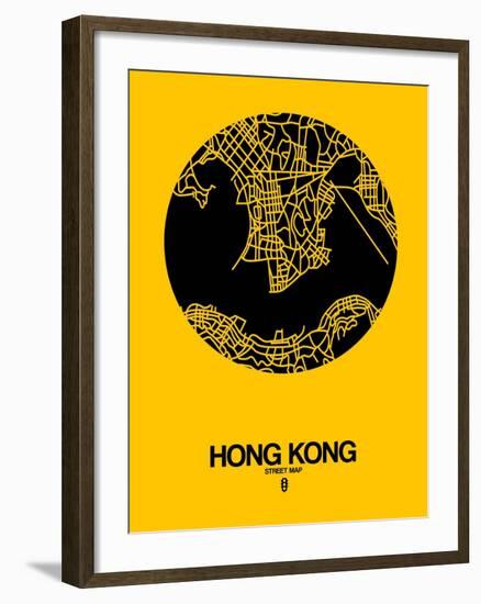 Hong Kong Street Map Yellow-NaxArt-Framed Art Print