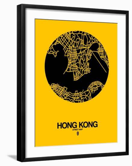 Hong Kong Street Map Yellow-NaxArt-Framed Art Print